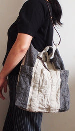 Striped Washable Linen Tote Bag