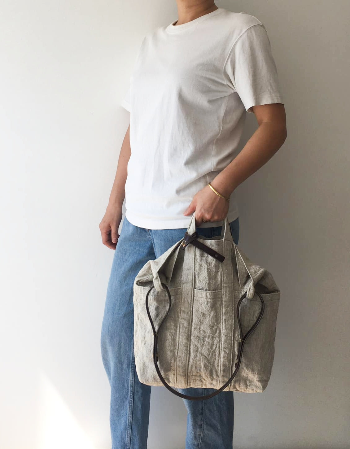 LIMITED EDITION / Striped Washable Linen Tote Bag