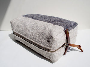 Linen Wash Bag (L) - Black Big Stripe