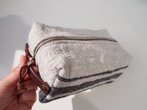 Linen Wash Bag (M) - Black Three Stripe
