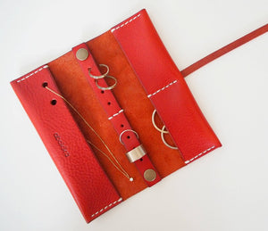 Travel Jewellery Roll - Red