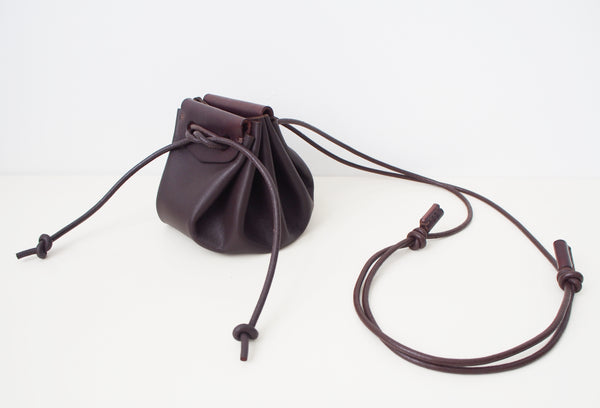 Puff Drawstring Bag - Small / Brown