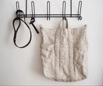 Washable Linen Tote Bag with Brown Leather Strap