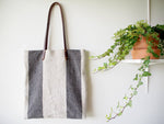Linen Tote Bag - Black Big Stripe