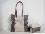 Linen Tote Bag - Black Big Stripe