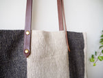 Linen Tote Bag - Black Big Stripe