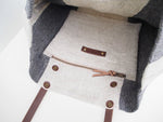 Linen Tote Bag - Black Big Stripe