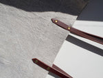 Linen Tote Bag - Plain / Brown Leather Handle