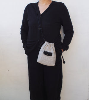 Linen Drawstring Bag / Black