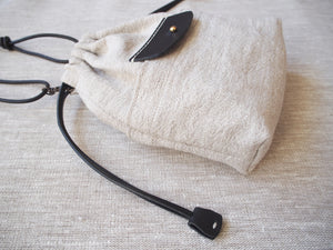 Linen Drawstring Bag / Black