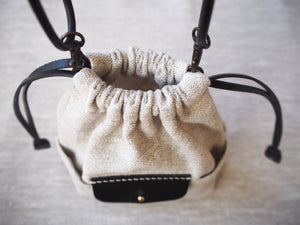Linen Drawstring Bag / Black