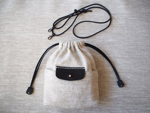 Linen Drawstring Bag / Black