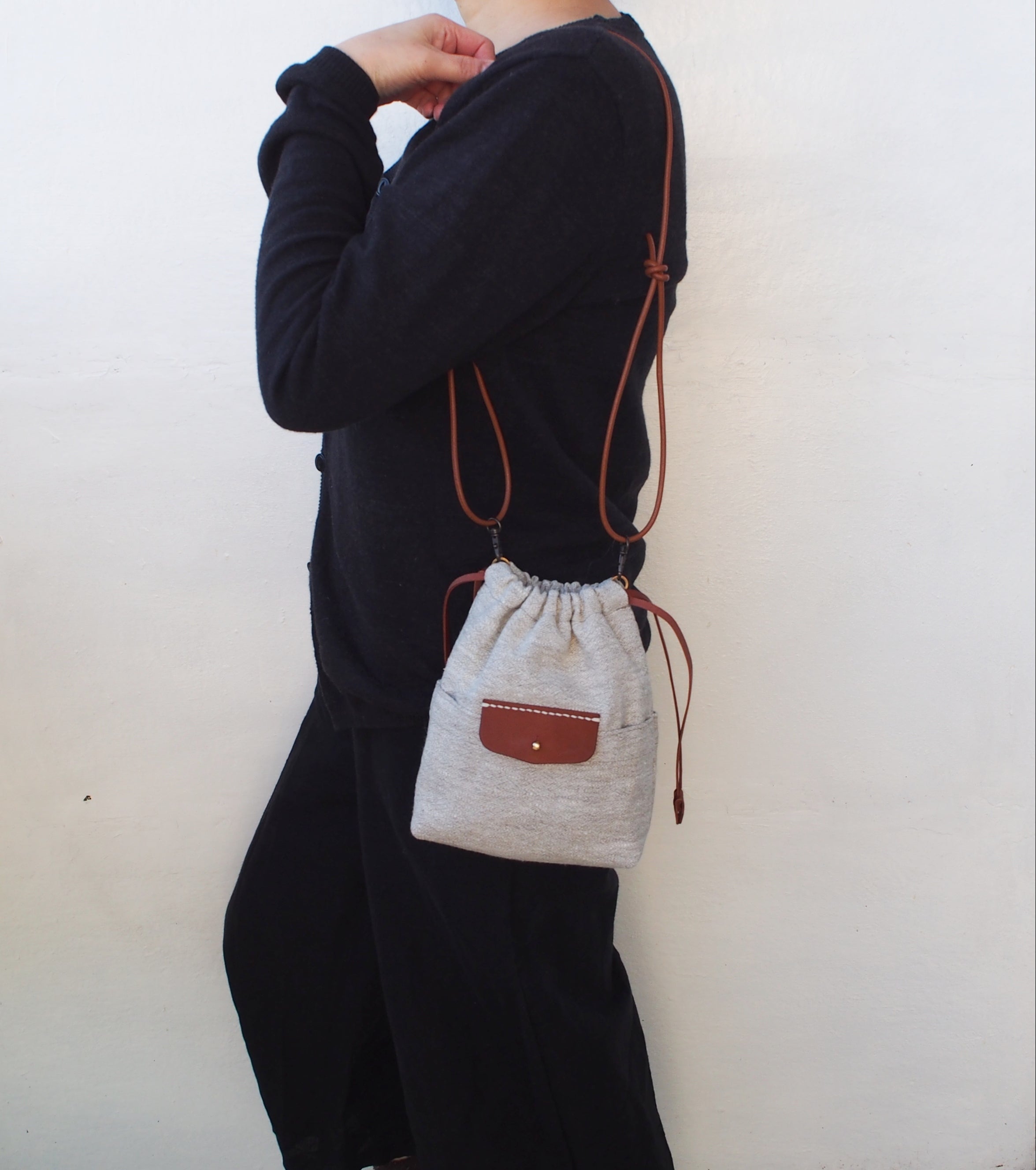 Linen Drawstring Bag / Whiskey