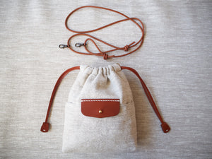 Linen Drawstring Bag / Whiskey