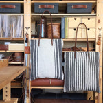 Linen Tote Bag - Black Small Stripe