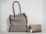 Linen Tote Bag - Black Small Stripe
