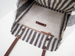 Linen Tote Bag - Black Small Stripe