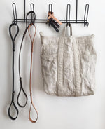Washable Linen Tote Bag with Natural Leather Strap