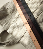 Washable Linen Tote Bag with Brown Leather Strap