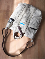 Washable Linen Tote Bag with Natural Leather Strap